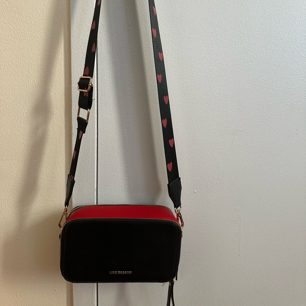 Black and Red heart Crossbody Bag